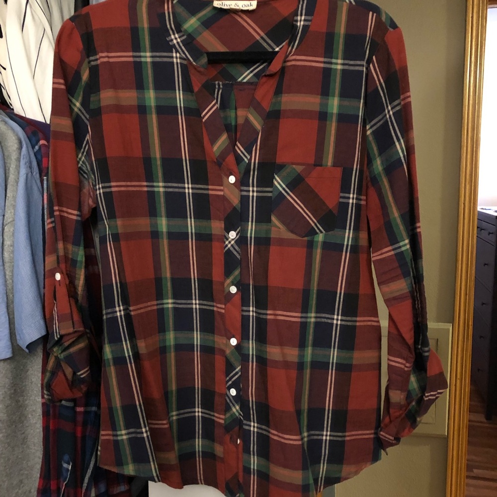 Olive & Oak Plaid Button Up